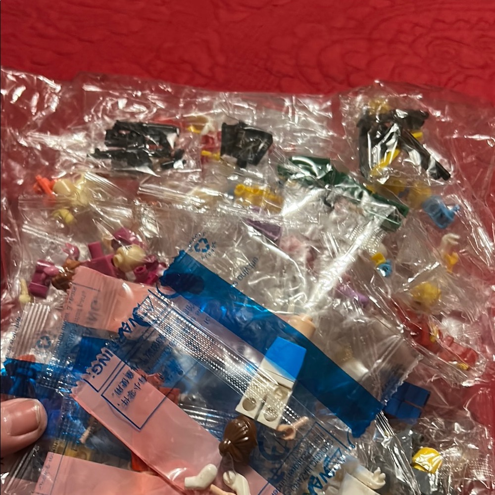 LEGO like Minifigure Collection with Red, Blue, and Black